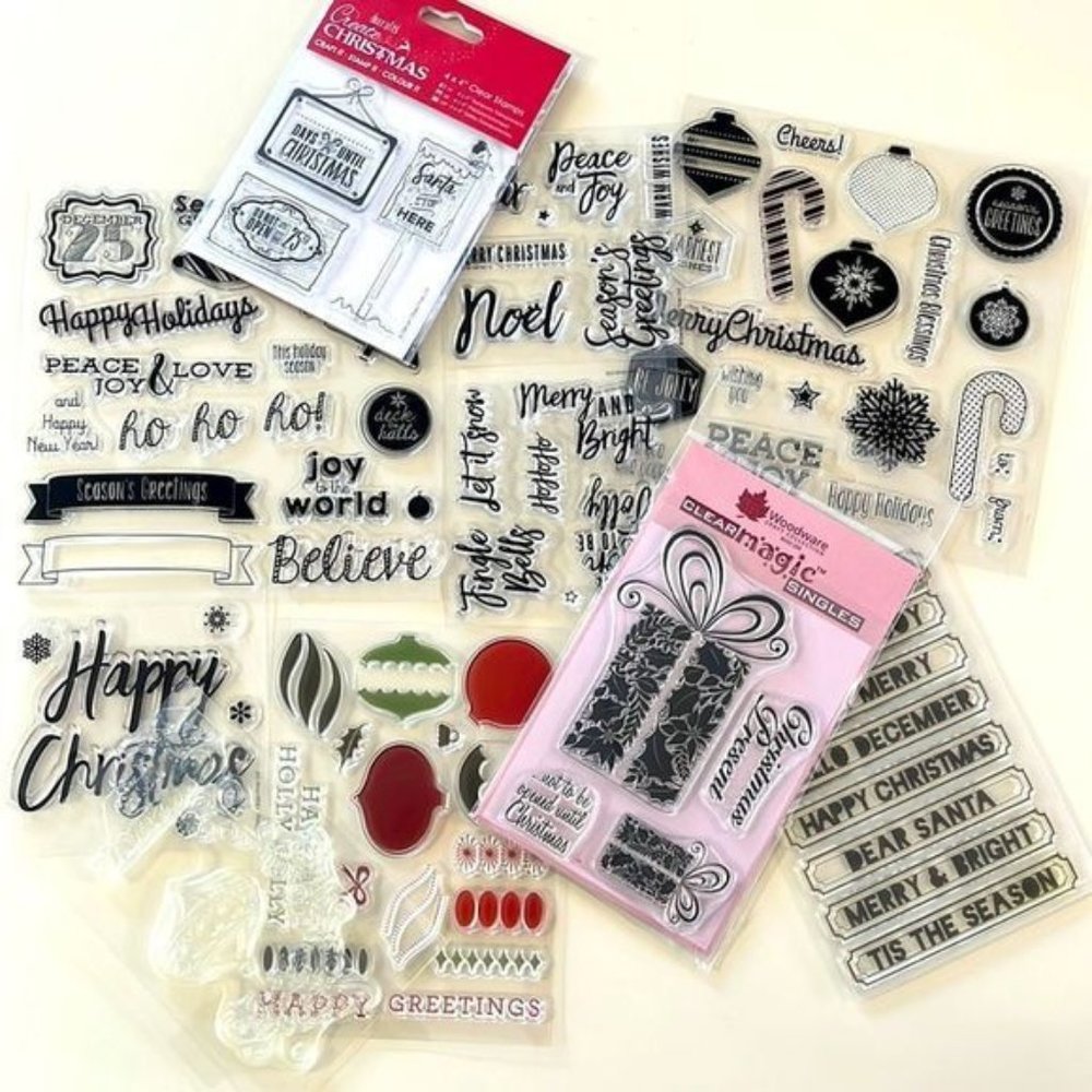 Large Lot of Clear Christmas Stamps for Crafts